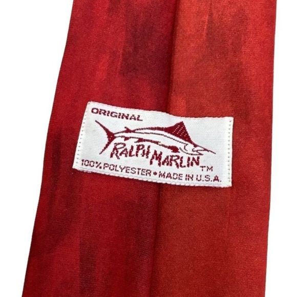 Vintage Ralph Marlin Polyester Tie Senecio 1991 Red Necktie 3.5 Inch Wide - Picture 3 of 8